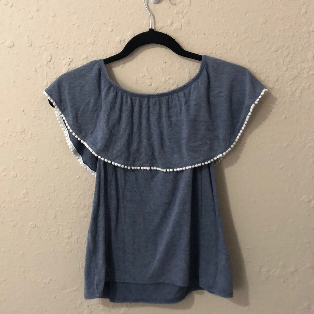 Off the shoulder Top with Pom Detail
